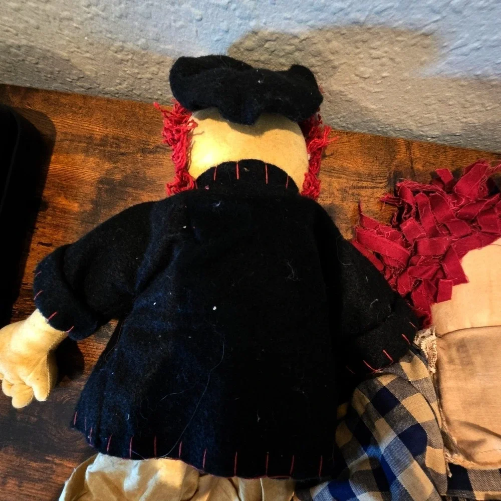 1995 Vintage Primitive Raggedy Ann Andy Dolls 18 Lot 3 Handmade Folk Art Country